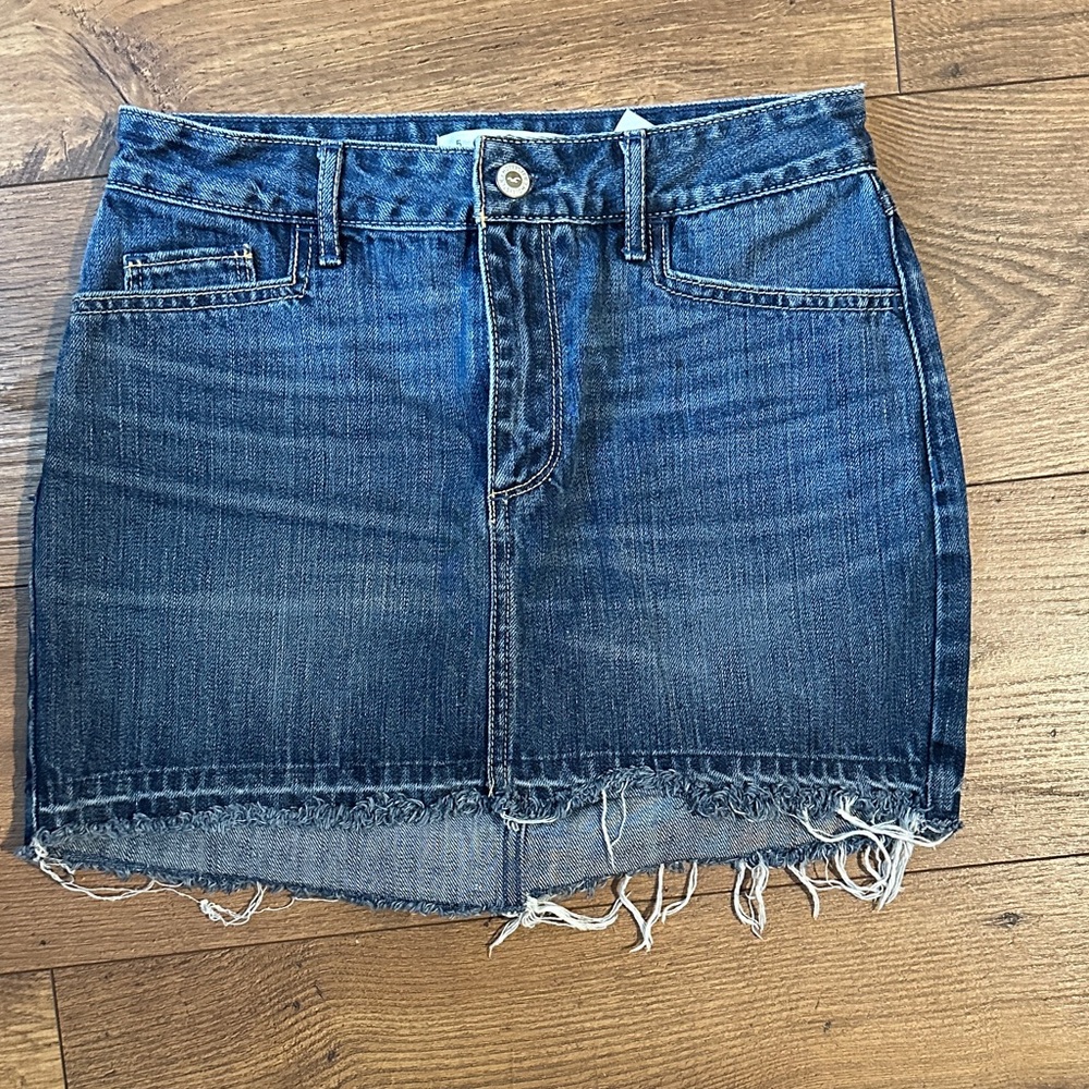 Hollister Dark Blue Frayed Hem Mini Skirt